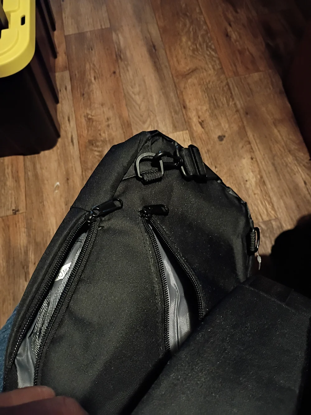 Black Men's Sling Backpack with Reflective Accent